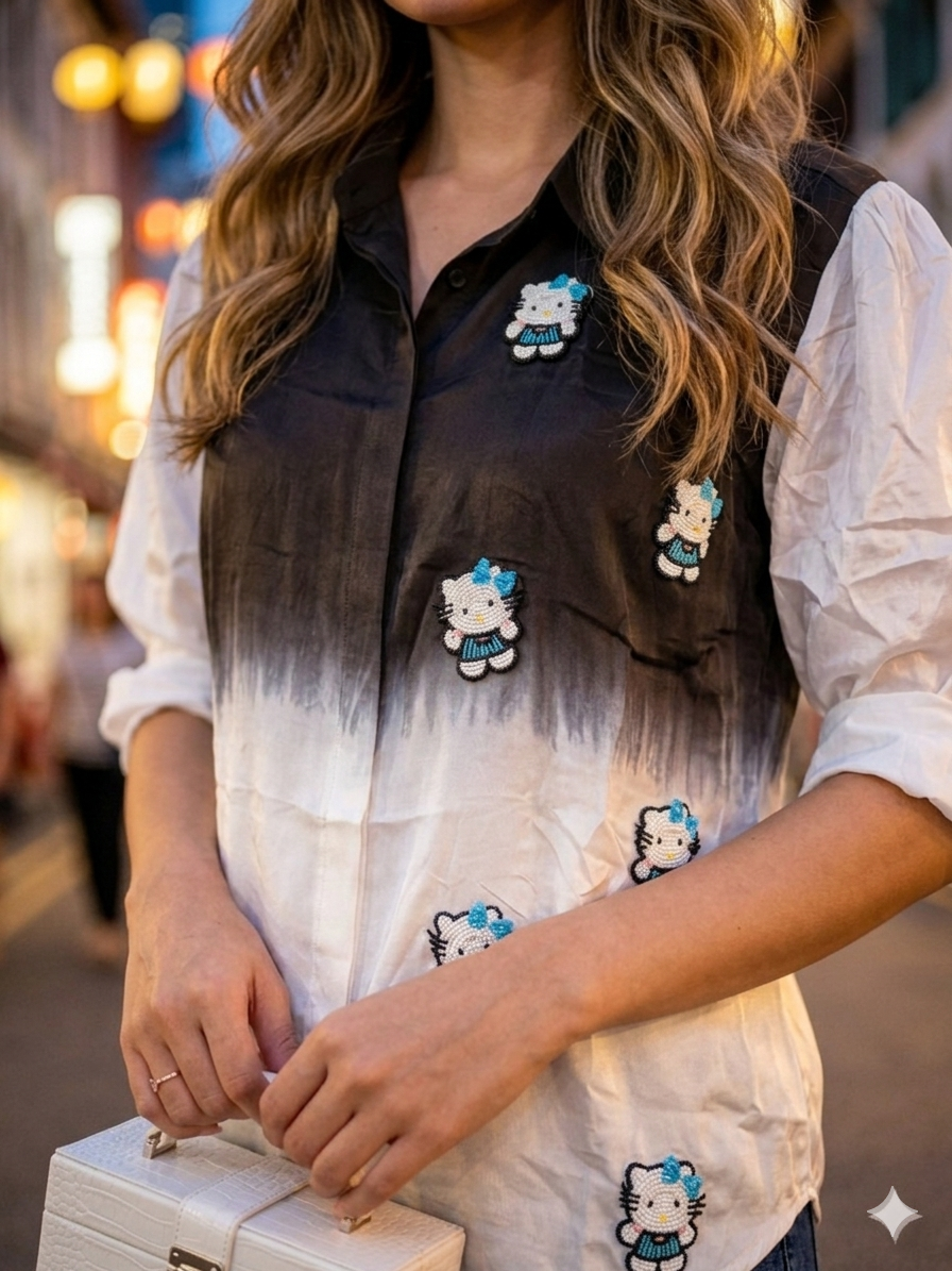 Kitty Crepe Shirt