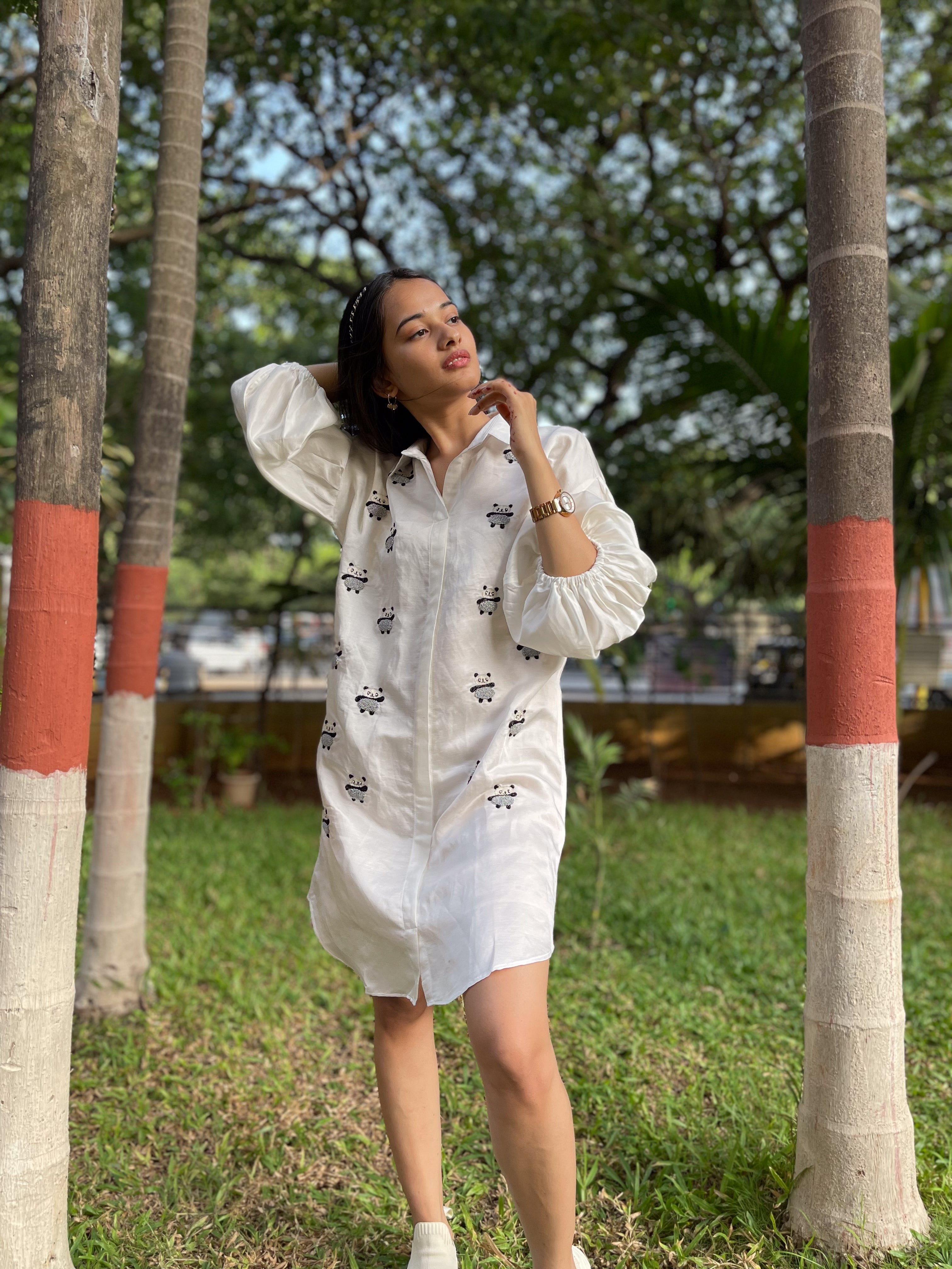 Snow Panda Shirt Dress
