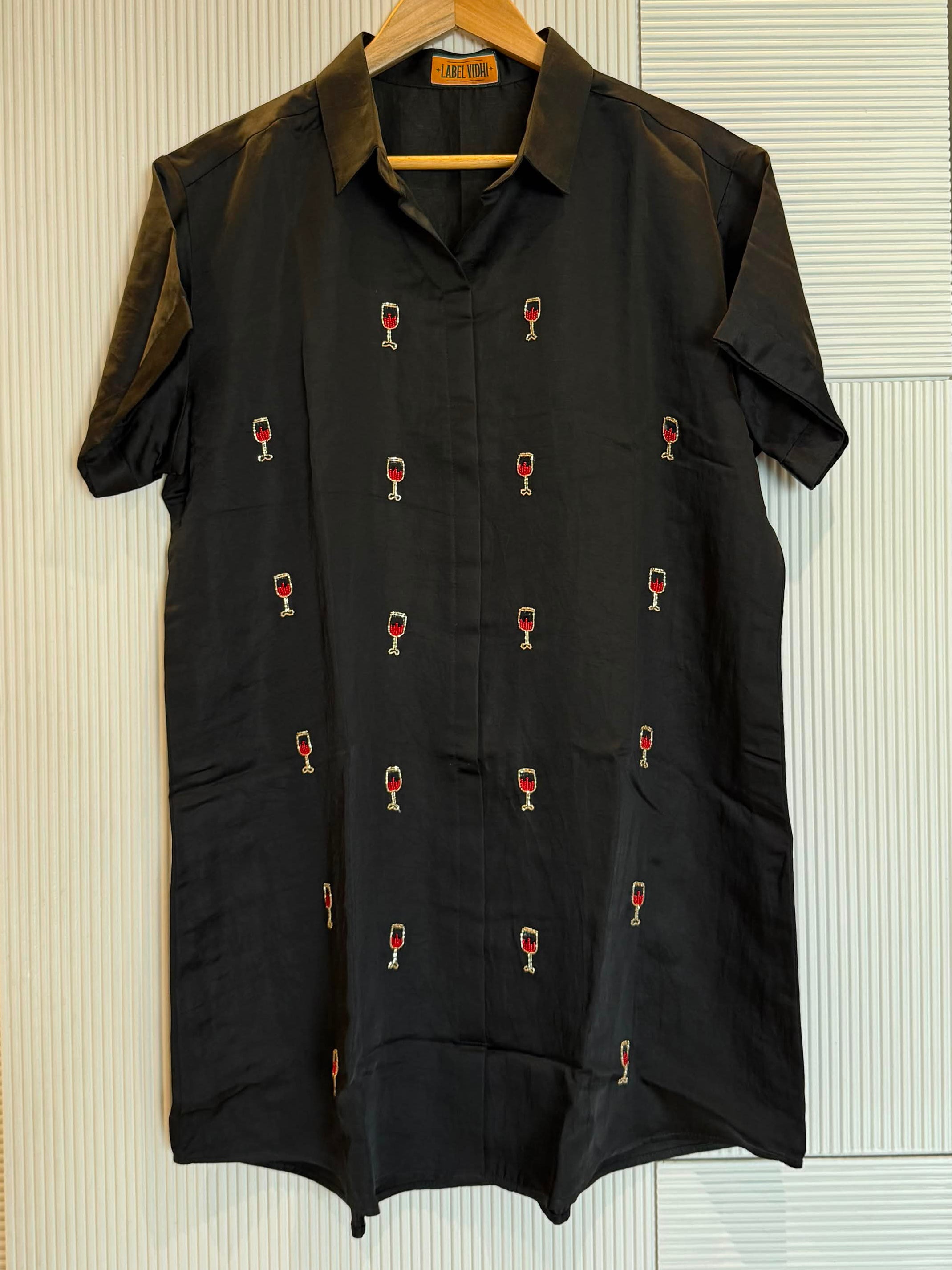 Black wine glass dress - Half sleeves 