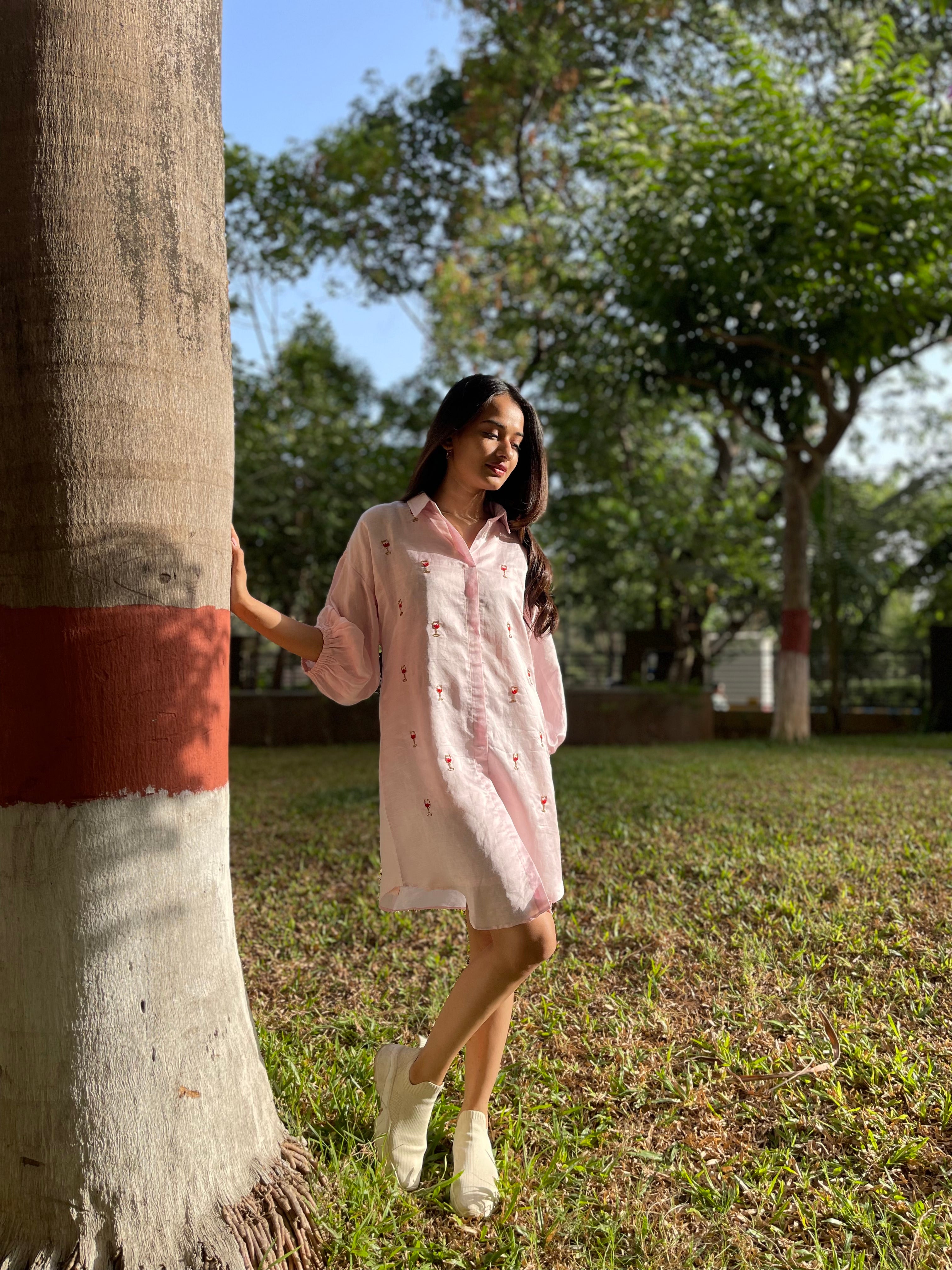 Wine Glass Shirt Dress