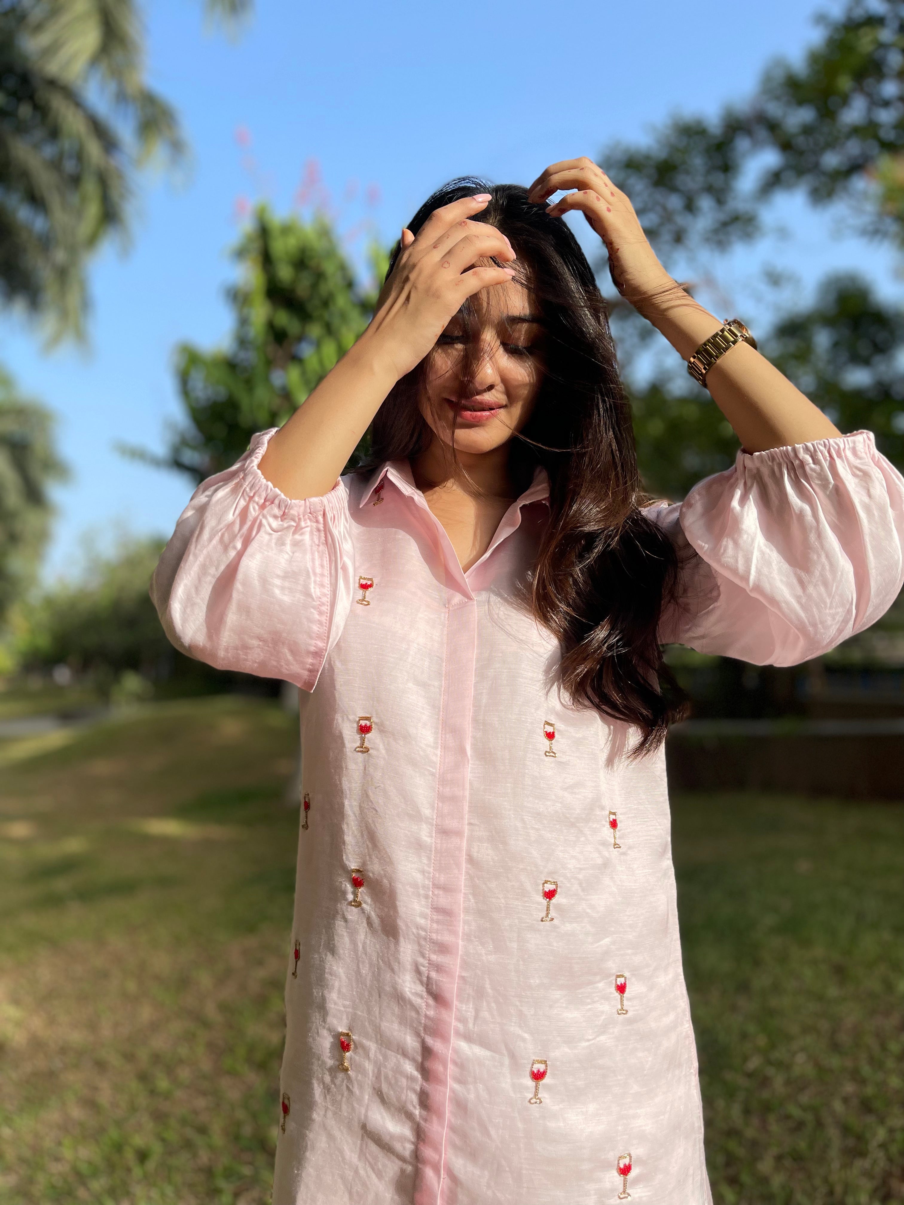 Wine Glass Shirt Dress